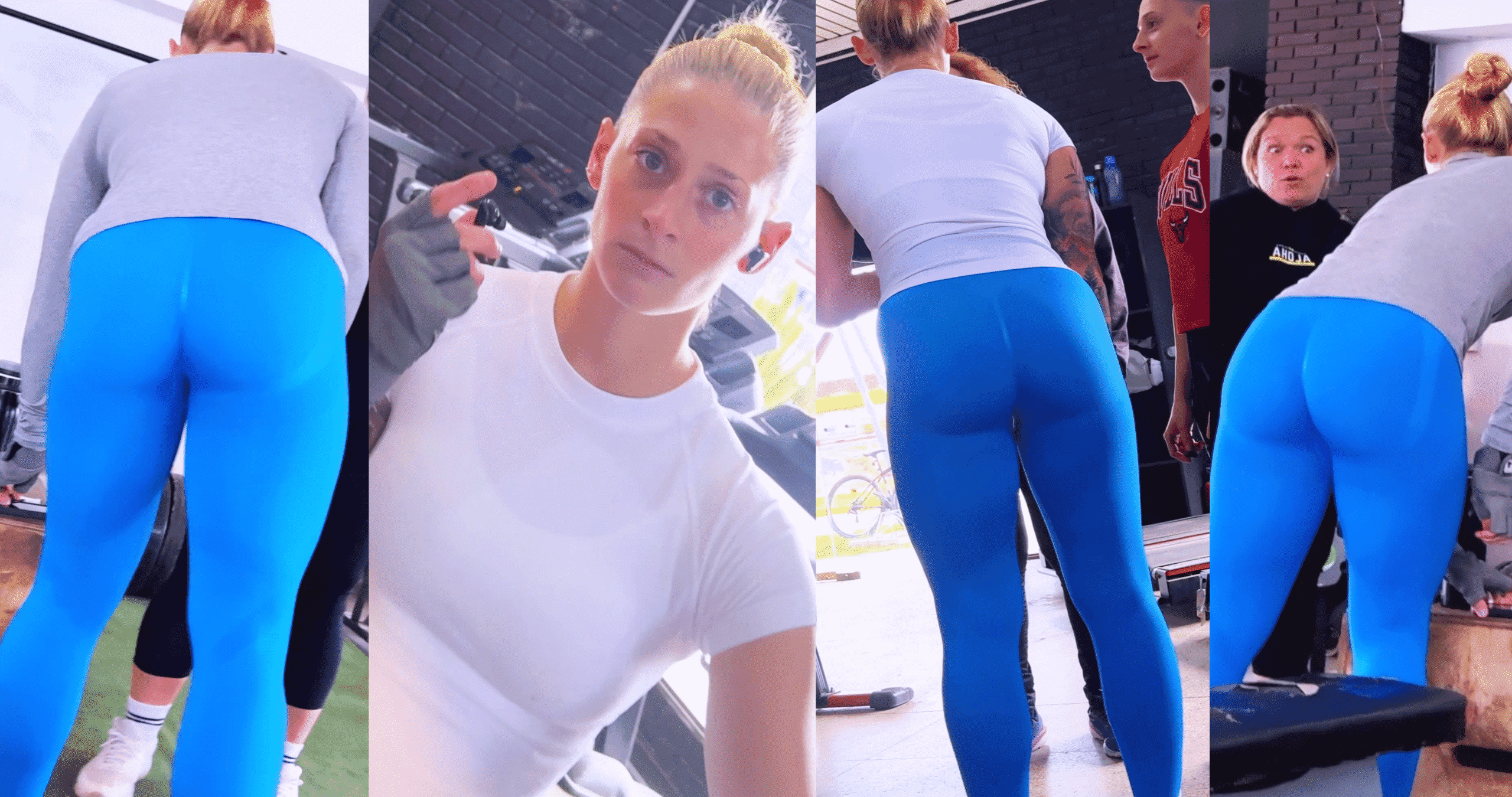 BL-024 Gym Sessions with Blonde GF & Twin Sisters Part 1